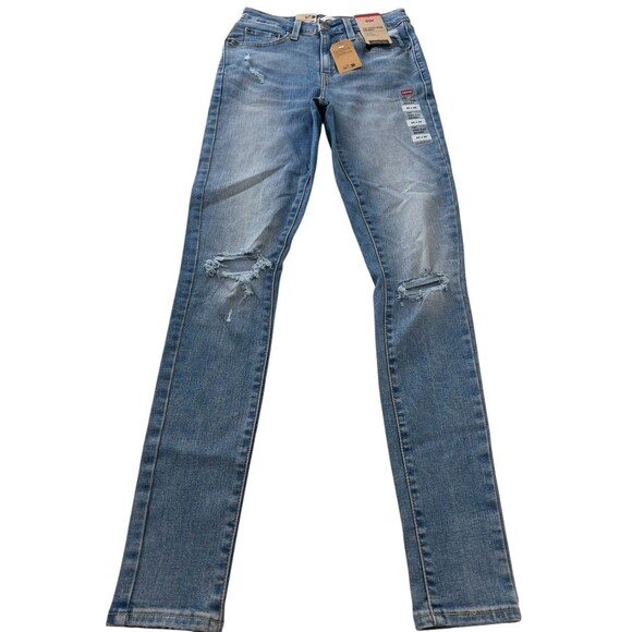 Levi's Women's 721 High Rise Skinny Rare Tag Distressed Stretch Jeans 25 x 30 - Picture 3 of 10